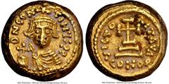 Ancients Byzantine Constans II Pogonatus (AD 641-668). AV solidus (11mm, 4.43 gm, 6h). NGC XF 5/5 - 2/5. Carthage, Indictional Year 1 (AD 642/3). D N CONS-TANЧS P P, bust of Constans II facing, beardl