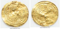 Ancients Oriental EASTERN ISSUES. Silk Road Region. Ca. 5th-8th centuries AD. AV tremissis (20mm, 1.21 gm, 5h). VF, wavy flan, mount removed. Indian, Chinese, or Turkish issue imitating a gold solidus