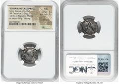 Ancients Roman Republic Julius Caesar, as Dictator Perpetuo (ca. February-March 44 BC), with Publius Sepullius Macer, as Moneyer. AR denarius (18mm, 3.36 gm, 4h). NGC VG 5/5 - 1/5, scratches. Rome. CA
