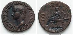 Ancients Roman Imperial Gaius (Caligula) (AD 37-41). AE as (29mm, 10.84 gm, 7h). VF, tooled. Rome, 37-38 AD. C•CAESAR•AVG•GERMANICVS•PON•M•TR•POT, bare head of Caligula left / VESTA, Vesta enthroned l