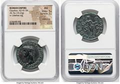 Ancients Roman Imperial Claudius I (AD 41-54). AE as (30mm, 10.22 gm, 6h). NGC AU 5/5 - 2/5, smoothing. Rome, ca. AD 50-54. TI CLAVDIVS CAESAR AVG P M TR P IMP P P, bare head of Claudius left / LIBERT