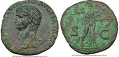 Ancients Roman Imperial Claudius I (AD 41-54). AE as (27mm, 7h). NGC XF. Rome, ca. AD 41-42. TI CLAVDIVS CAESAR AVG P M TR•P•IMP, bare head of Claudius I left / Minerva advancing right, brandishing ja