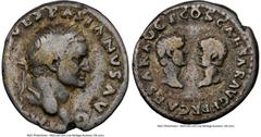 Ancients Roman Imperial Vespasian (AD 69-79). AR denarius (18mm, 3.19 gm, 5h). NGC Fine 4/5 - 5/5. Rome, January-June AD 70. IMP CAESAR VESP-ASIANVS AVG, laureate head of Vespasian right / CAESAR AVG 