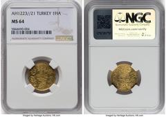 Islamic Dynasties Ottoman Empire Ottoman Empire. Mahmud II gold Hayriye Altin AH 1223 Year 21 (1827/1828) MS64 NGC, Constantinople mint (in Turkey), KM638. HID05401242017 © 2024 Heritage Auctions | Al