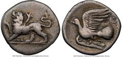 Ancients Greek SICYONIA. Sicyon. Ca. 350-280 BC. AR triobol (16mm, 6h). NGC Fine. Chimera standing left, raising right forepaw; ΣI below / Dove flying left. HGC 5, 213. From the M&N Collection. Ex Jos