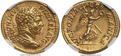 Ancients Roman Imperial Caracalla (AD 198-217). AV aureus (20mm, 6.78 gm, 12h). NGC Choice XF 5/5 - 3/5, edge filing. Rome, AD 213. ANTONINVS-PIVS FEL AVG, laureate, cuirassed bust of Caracalla right,