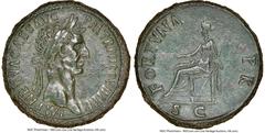 Ancients Roman Imperial Nerva (AD 96-98). AE sestertius (33mm, 29.48 gm, 6h). NGC Choice AU 5/5 - 3/5, light smoothing. IMP NERVA CAES AVG-P M TR P II COS III P P, laureate head of Nerva right / FORTV