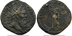 Ancients Roman Imperial Pertinax (AD 193). AE dupondius (24mm, 13.06 gm, 12h). NGC VF 5/5 - 2/5, light smoothing. Rome. IMP CAES P HELV-PERTIN AVG, radiate head of Pertinax right / PROVIDENTIAE-DEORVM