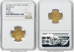 Islamic Dynasties Ottoman Empire Ottoman Empire. Mehmed III (AH 1003-1012 / AD 1595-1603) gold Sultani AH 1003 (AD 1595/1596) MS62 NGC, Haleb (Alepo) mint (in Syria), A-1340. 3.44gm. HID05401242017 © 