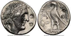 Ancients Greek PTOLEMAIC EGYPT. Ptolemy I Soter (305/4-282 BC). AR stater or tetradrachm (26mm, 1h). NGC Choice Fine, brushed, countermarks, graffito. Uncertain Mint 9, on Cyprus (Salamis or Citium), 