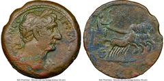 Ancients Roman Provincial EGYPT. Alexandria. Trajan (AD 98-117). AE drachm (34mm, 11h). NGC Choice Fine, smoothing. Uncertain date. ΑΥΤ ΤΡΑΙΑΝ ΑΡΙ ϹΕΒ ΓΕΡΜ ΔΑΚΙΚ ΠΑΡ, laureate nude bust of Trajan, rig