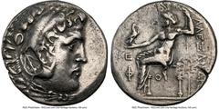 Ancients Greek LYCIA. Phaselis. Ca. 218-185 BC. AR tetradrachm (28mm, 12h). NGC VF, countermark. Late posthumous issue in the name and types of Alexander III the Great of Macedon, dated Civic Year 6 (