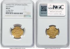 Islamic Dynasties Ottoman Empire Ottoman Empire. Suleyman I gold Sultani ND (AH 926-974 / AD 1520-1566) MS63 NGC, Misr mint, A-1317. 3.50gm. Scarce in mint state. HID05401242017 © 2024 Heritage Auctio