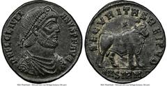 Ancients Roman Imperial Julian II, as Augustus (AD 360-363). AE1 or BI maiorina (28mm, 6h). NGC AU, light smoothing. Sirmium, 1st officina, 3 November AD 361-26 June AD 363. D N FL CL IVLI-ANVS P F AV