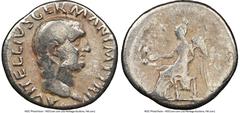 Ancients Roman Imperial Vitellius (late April-20 December AD 69). AR denarius (18mm, 6h). NGC VG, flan flaw. Rome, April-December AD 69. A VITELLIVS GERMAN IMP TR P, laureate head of Vitellius right /