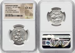 Ancients Ancient Lots ANCIENT LOTS. Oriental. Sasanian Kingdom. Yazdgard (Yazdgird) I (AD 399-420). Lot of three (3) AR drachms. NGC AU-Choice AU. 1) SASANIAN KINGDOM. Yazdgard (Yazdgird) I (AD 399-42