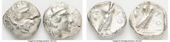 Ancients Ancient Lots ANCIENT LOTS. Greek. Attica. Athens. Lot of two (2) AR tetradrachms. Fine, test cuts. Includes: Two Athenian AR tetradrachms. SOLD AS IS, NO RETURNS. HID05401242017 © 2024 Herita
