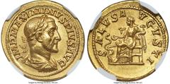 Ancients Roman Imperial Maximinus I (AD 235-238). AV aureus (21mm, 6.56 gm, 7h). NGC Choice XF S 5/5 - 3/5, brushed. Rome, ca. AD 235-236. IMP MAXIMINVS PIVS AVG, laureate, draped, and cuirassed bust 