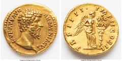 Ancients Roman Imperial Lucius Verus (AD 161-169). AV aureus (19mm, 7.18 gm, 7h). XF, repaired. Rome, December AD 163-December AD 164. •L•VERVS AVG-ARMENIACVS, bare head of Lucius Verus right / TR P I