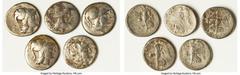 Ancients Ancient Lots ANCIENT LOTS. Greek. Pamphylia. Side. Ca. 3rd-2nd centuries BC. Lot of five (5) AR tetradrachms. Good-Fine. Includes: Five Pamphylian AR tetradrachms, various magistrates. SOLD A