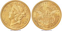 Liberty Double Eagles 1871-CC $20 AU55 NGC. Variety 2-A The 1871-CC production rose significantly to 17,387 pieces over the low 1870-CC twenty dollar mintage, yet the 1871-CC is easily ranks as the se
