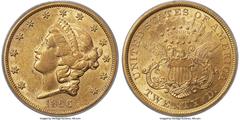 Liberty Double Eagles 1866-S $20 Motto AU53 PCGS. The design of the double eagle was modified to include the motto IN GOD WE TRUST in 1866 and the San Francisco Mint struck 842,250 examples of the new
