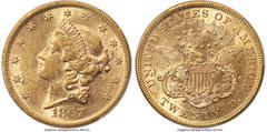 Liberty Double Eagles 1867 $20 AU58 PCGS. This Type Two double eagle is elusive in attractive Mint State condition, but the present AU58 coin is quite appealing, and it represents a more affordable gr
