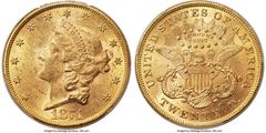 Liberty Double Eagles 1874 $20 MS61 PCGS. The 1874 Liberty double eagle claims a moderate Philadelphia Mint production of 366,780 pieces. The issue is not difficult to locate in grades from VF through