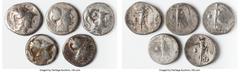 Ancients Ancient Lots ANCIENT LOTS. Greek. Pamphylia. Side. Ca. 3rd-2nd centuries BC. Lot of five (5) AR tetradrachms. Good-Fine, countermarks, scratches. Includes: Five Pamphylian AR tetradrachms, va