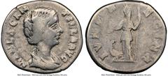 Ancients Roman Imperial Manlia Scantilla (AD 193). AR denarius (18mm, 3.01 gm, 6h). NGC Fine 4/5 - 4/5, scuff. Rome, March-June AD 193. MANL SCAN-TILLA AVG, draped bust of Manlia Scantilla right, seen