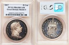 George III Pattern Crown 1817, "INCORRUPTA", ESC229 (as R3), L&S159, KM-Pn177, plain edge, PR63 Deep Cameo PCGS, but despite the modest numerical grade assigned by the experts at PCGS this is a gorgeo