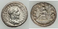 Pupienus (AD 238). AR denarius (3.18 gm). Rome, April-June AD 238. Laureate, draped bust of Pupienus right / Pax standing left holding branch. RIC 4. RSC 22. RCV 8526. Rare. Very fine. Ex Coin Galleri