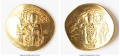 Ancients Byzantine John III Ducas-Vatatzes, Empire of Nicaea (AD 1221/2-1254), AV hyperpyron (27mm, 4.94 gm, 5h). Choice Fine, flan flaw, scratches. Magnesia. IC-XC (barred), Christ seated facing on b