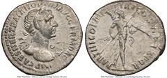 Ancients Roman Imperial Trajan (AD 98-117). AR denarius (19mm, 7h). NGC Choice VF. Rome, AD 114-117. IMP CAES NER TRAIAN OPTIM AVG GERM DAC laureate bust of Trajan right, slight drapery on left should