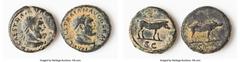 Ancients Ancient Lots ANCIENT LOTS. Roman Imperial. Trajan (AD 98-117). Lot of two (2) AE semis. VG. Includes: Two AE semis of Trajan, head of Hercules right / Boar walking right. SOLD AS IS, NO RETUR