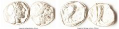 Ancients Ancient Lots ANCIENT LOTS. Greek. Attica. Athens. Lot of two (2) AR tetradrachms. Choice Fine, test cuts. Includes: Two Athenian AR tetradrachms. SOLD AS IS, NO RETURNS. HID05401242017 © 2024