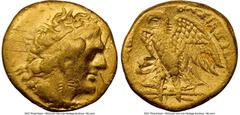 Ancients Greek PTOLEMAIC EGYPT. Ptolemy I Soter (323-282 BC). AV tetarte (1/10 trichryson) or triobol (hemidrachm) (10mm, 1.76 gm, 12h). NGC Choice Fine 4/5 - 2/5, graffiti, scuffs. Alexandria, ca. 29