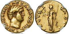 Ancients Roman Imperial Otho (15 January-16 April AD 69). AV aureus (18mm, 7.21 gm, 6h). NGC Choice VF 4/5 - 3/5. Rome. IMP M OTHO CAESAR AVG TR P, bare, bewigged head of Otho right / SECVR-I-TAS P R,