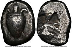 Ancients Greek SARONIC ISLANDS. Aegina. Ca. 480-457 BC. AR stater (22mm). NGC Fine, scratches, edge marks. Turtle with thin collar, seen from above / Mill-sail pattern incuse of five sunken compartmen