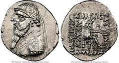 Ancients Greek PARTHIAN KINGDOM. Mithradates II (ca. 121-91 BC). AR drachm (21mm, 1h). NGC Choice AU. Rhagae or Ecbatana, ca. 109-96/5 BC. Diademed, draped bust of Mithradates II left, with long point