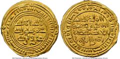 Islamic Dynasties Sulayhid. temp. Queen 'Arwa bint Ahmad (AH 484-532 / AD 1091-1137) gold 1/2 Dinar AH 498 (1104/1105) MS64 NGC, Dhu Jibla mint, A-1078.1. 1.20gm. Citing Fatimid al-Mustansir. HID05401