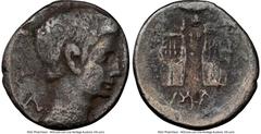 Ancients Roman Provincial LYCIA. Masicytes. Augustus (27 BC-AD 14). AR drachm (16mm, 12h). NGC VG. Λ-Y, bare head of Augustus right / MA, two citharas (lyres); plectrum above. Troxell, Lycian League 1