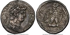 Ancients Roman Provincial SYRIA. Antioch. Nero (AD 54-68). AR tetradrachm. NGC Choice VF. Dated Regnal Year 10 and Year 112 of the Caesarean Era (AD 63/4). NEPΩN KAIΣAP-ΣEBAΣTOΣ, laureate bust of Nero