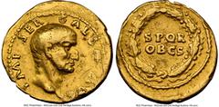 Ancients Roman Imperial Galba (July AD 68-January AD 69). AV aureus (19mm, 7.23 gm, 4h). NGC Choice Fine 5/5 - 1/5, damage. Rome, July AD 68-January 69. IMP SER-GALBA AVG, bare head of Galba right / S