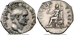 Ancients Roman Imperial Vitellius (19 April-20 December AD 69). AR denarius (19mm, 3.30 gm, 8h). NGC Choice VF 4/5 - 3/5, brushed. Rome, ca. late April-20 December AD 69. A VITELLIVS GERMANICVS IMP, b