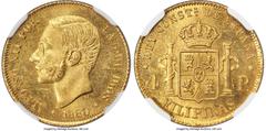 Philippines Spanish Colony Spanish Colony. Alfonso XII gold 4 Pesos 1880 MS65 NGC, Manila mint, KM151 (Rare), Fr-4 (Rare), Cal-128. The last gold coin produced by the Spanish Colony, widely recognized
