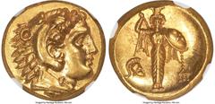 Ancients Greek MYSIA. Pergamum. Time of Alexander III the Great, ca. 334-323 BC. AV stater (20mm, 8.62 gm, 1h). NGC MS 5/5 - 3/5, Fine Style. Head of young Heracles right, wearing lion skin headdress,