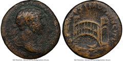 Ancients Roman Imperial Trajan (AD 98-117). AE sestertius (32mm, 5h). NGC Good. Rome, AD 107-110. IMP CAES NERVAE TRAIANO AVG GER DAC P M TR P COS V P P, laureate head of Trajan right, slight drapery 