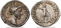 Ancients Roman Imperial Marcus Aurelius, as Augustus (AD 161-180). AR denarius (18mm, 3.25 gm, 6h). NGC Choice VF 5/5 - 4/5. Rome, AD 163-164. ANTONINVS AVG-ARMENIACVS, laureate head of Marcus right /