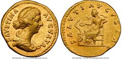 Ancients Roman Imperial Faustina Junior (AD 147-175/6). AV aureus (19mm, 7.26 gm, 11h). NGC Choice VF 5/5 - 4/5. Rome, AD 161-176. FAVSTINA-AVGVSTA, diademed, draped bust of Faustina Junior right, see